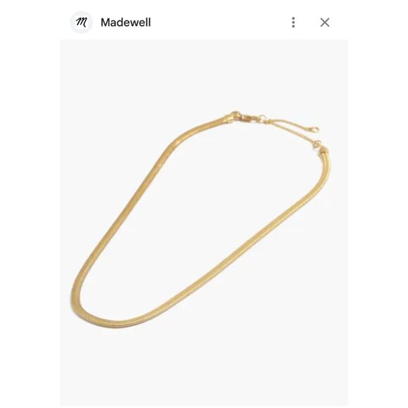 Madewell Gold-Plated Brass Herringbone Necklace 15 1/2"-20" Adjustable Chain - Picture 8 of 9